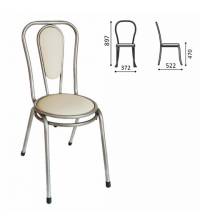 Стул для столовых, кафе, дома РС06, серебристый каркас, кожзам бежевый