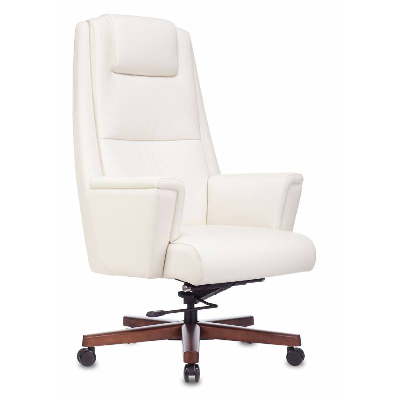 Кресло руководителя Бюрократ _DUKE белый кожа крестовина металл/дерево главное фото
